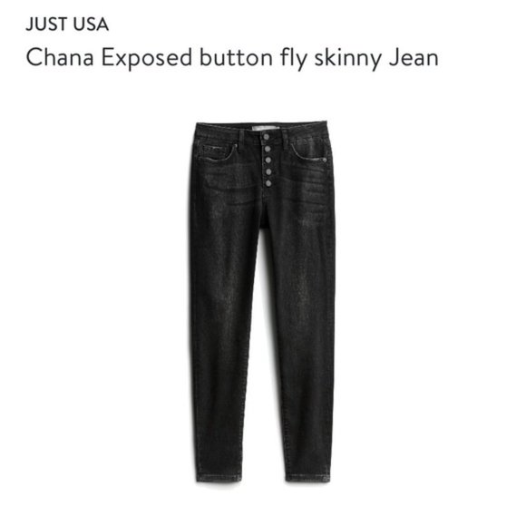 Just Usa Chana Dark Grey Button Fly 